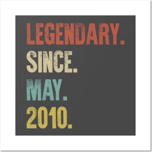 Retro Vintage 50th Birthday Legendary Since May 2010 Posters and Art